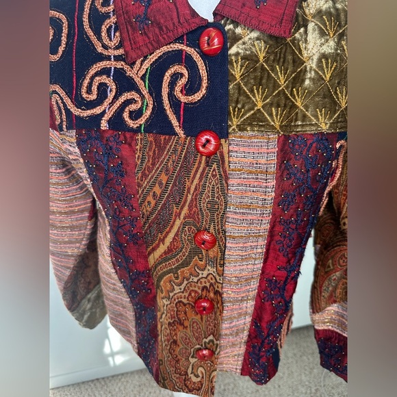 Coldwater Creek Blazer with Patchwork Design size PSM - Picture 2 of 10